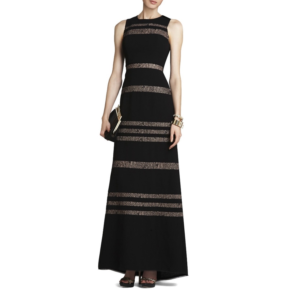 BCBG Max Azria Long Gown, Black w Lace Inset 2 - Immediate shipping!